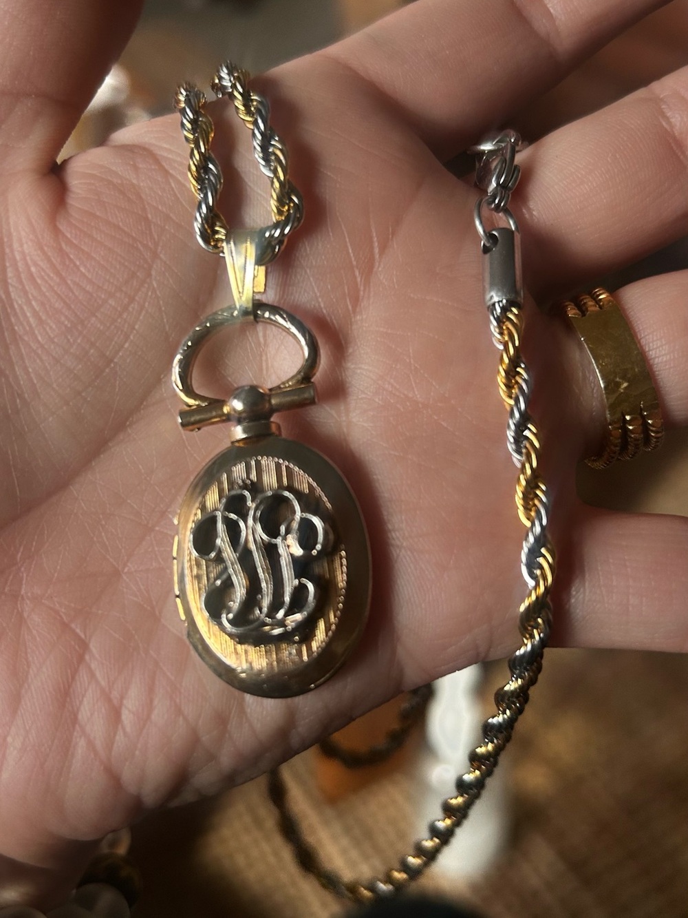 Two-Tone Gold & Silver Locket Necklace - Women Jewelry